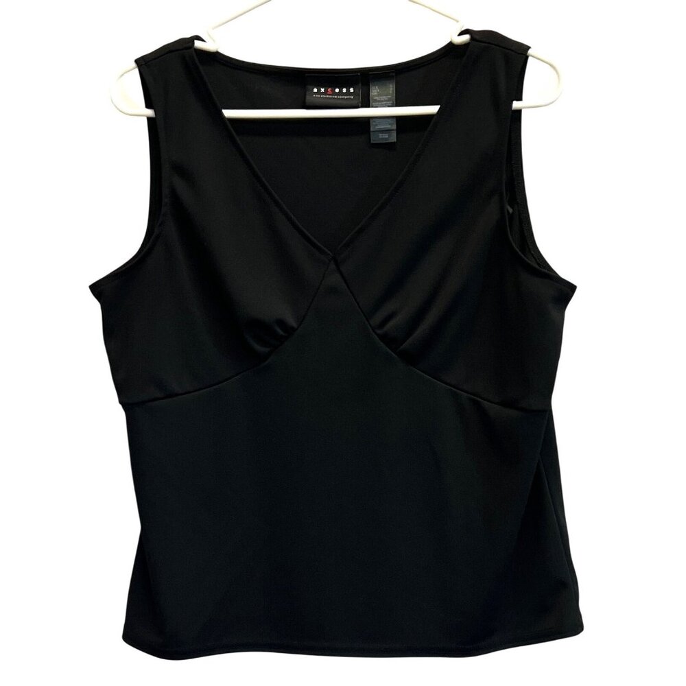 Liz Claiborne Axcess Womens Black Sleeveless V-Neck Top Size Large